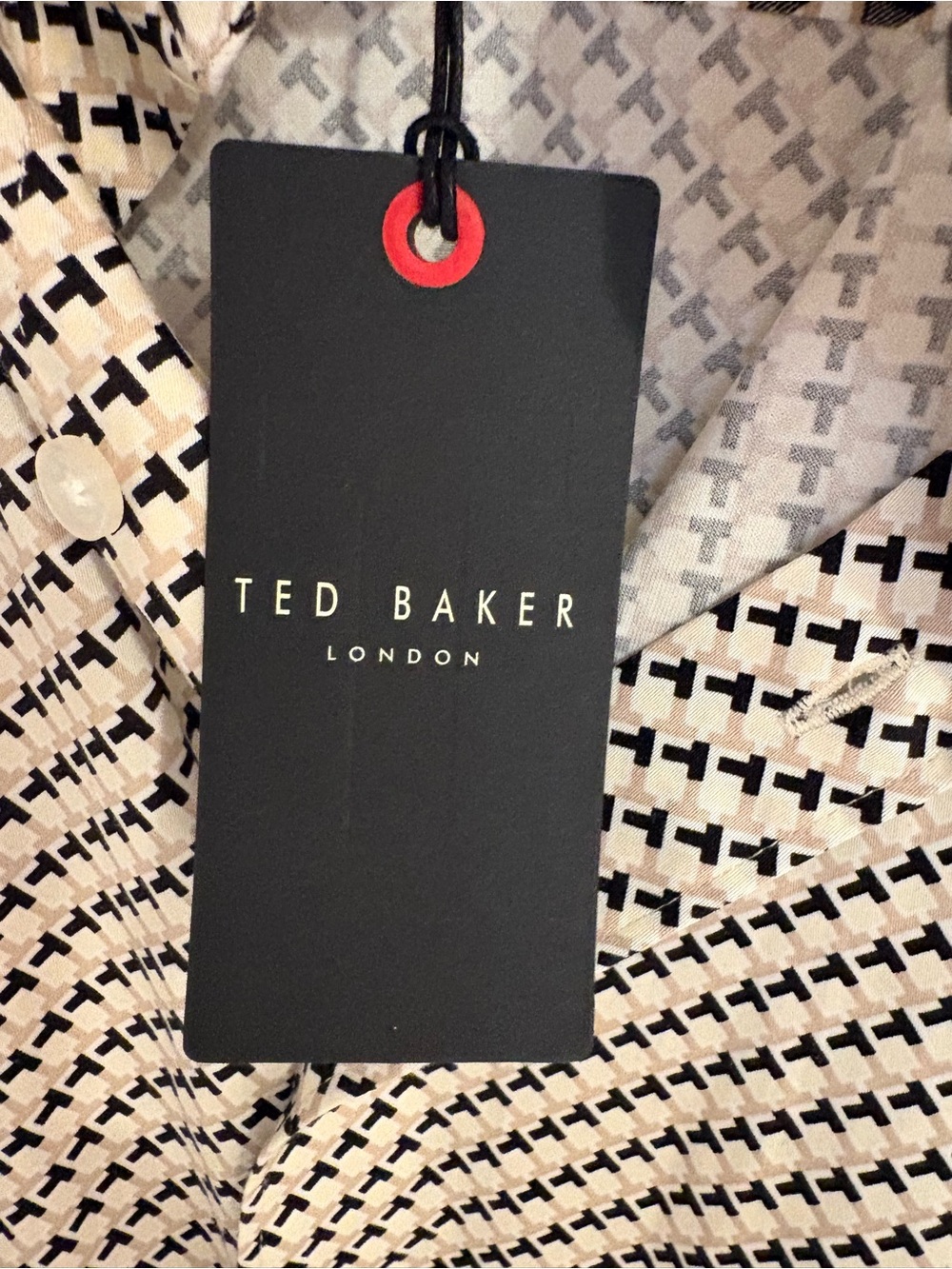 NWT Ted Baker Black & Cream Patterned Button-Down Shirt - Picture 7 of 8